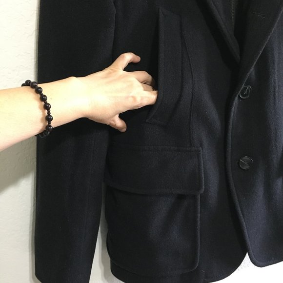 HUGO BOSS Cahmere-Wool Coat Jacket Black Size 40R Mens - Picture 4 of 14